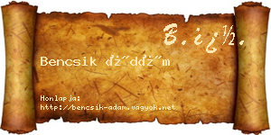 Bencsik Ádám névjegykártya